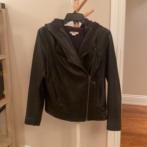 COPY - Helmet Lang leather hooded jacket with fleece lining - Picture 4 of 4